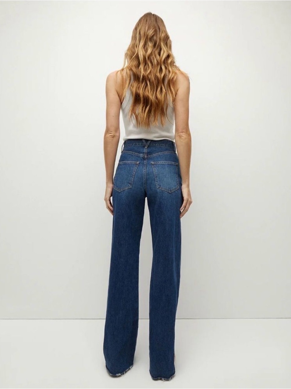Veronica Beard Taylor Dark Blue Wide-Leg High-Rise Jeans - Picture 3 of 8